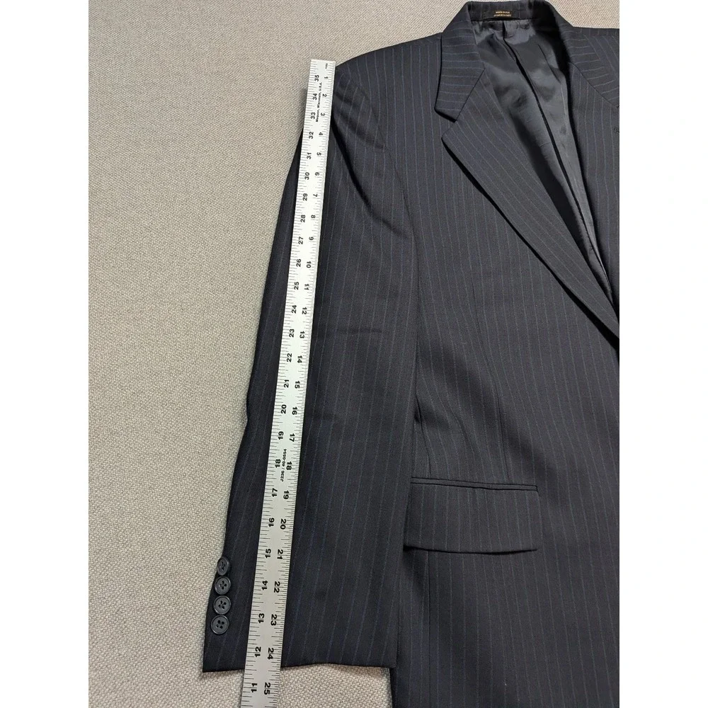 Hart Schaffner Marx Men's Blazer 44R Charcoal Pinstripe Comfort Plus Coat Jacket